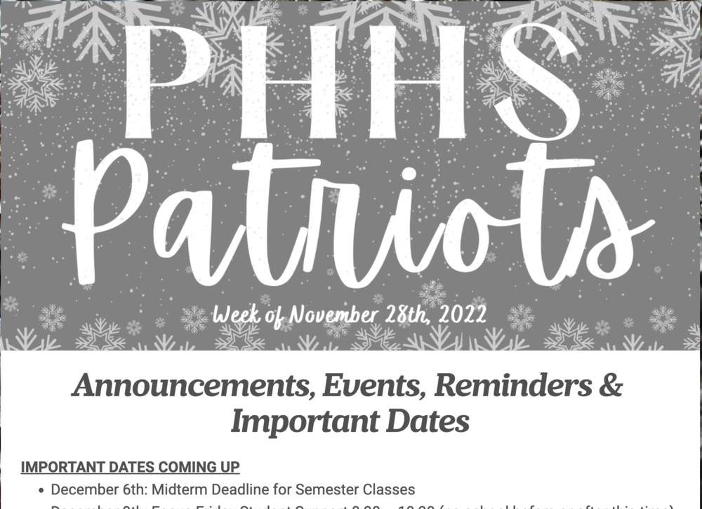 PHHS Newsletter