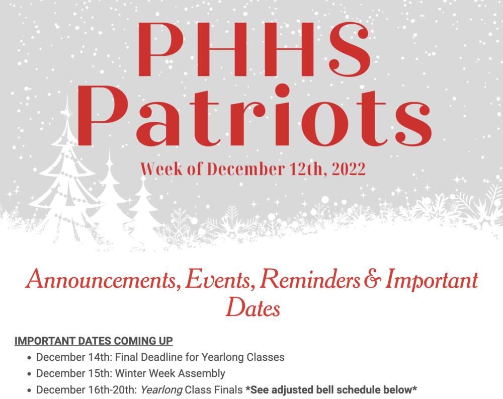 PHHS Newsletter